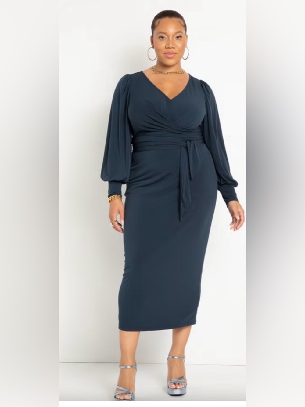 ELOQUII CROSS-FRONT MIDI DRESS - size 14